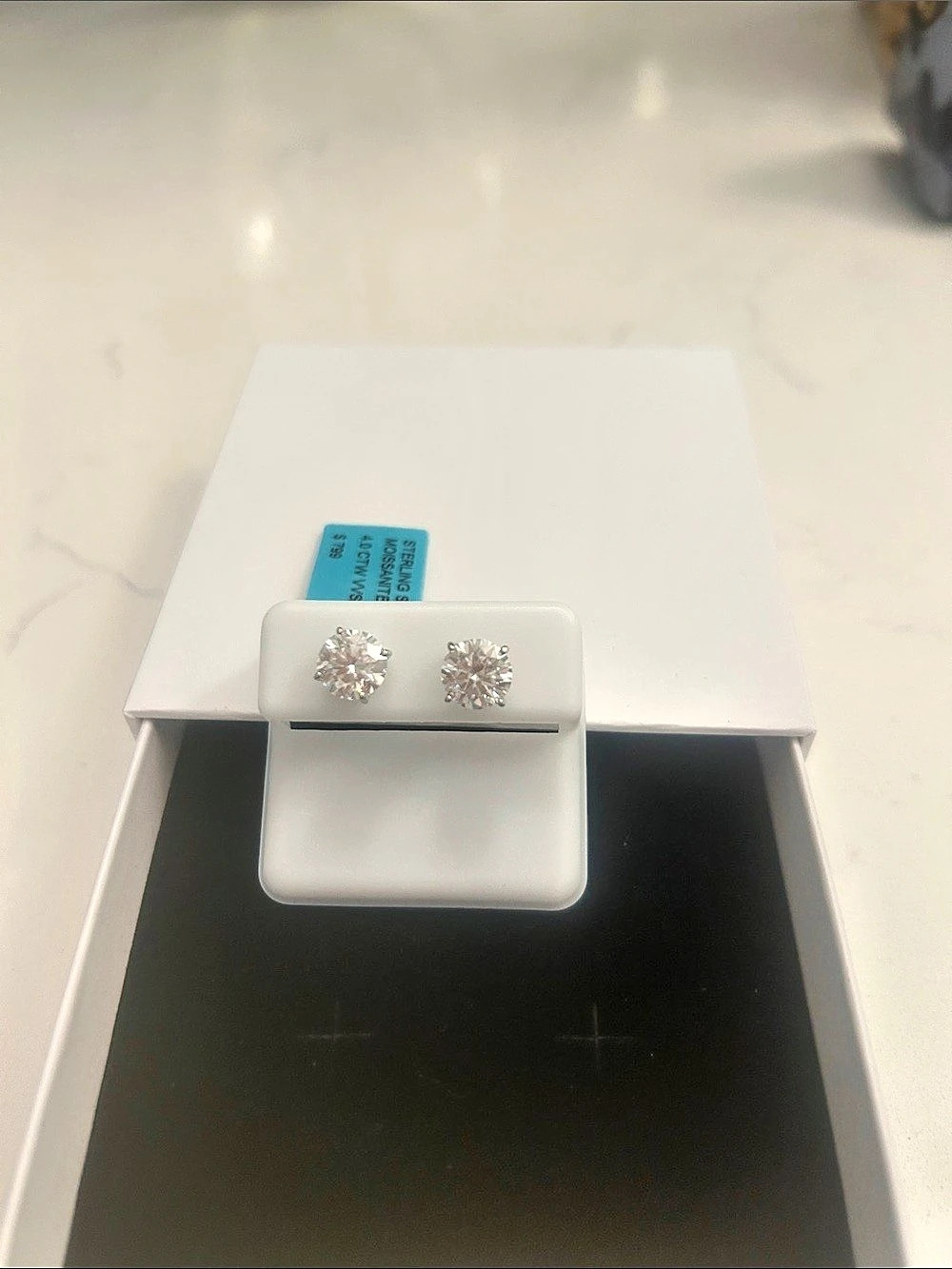 Sterling Silver Stud White 4.0 CTW Moissanite Earrings